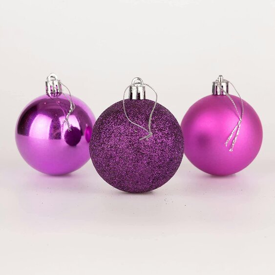 Shatchi Purple Shatterproof Christmas Baubles 6cm Pack Sizes for Tree and Seasonal Displays
