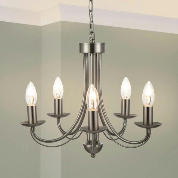 COSYLYTE Elmore 5 Light Traditional Metal Pendant Light - Brushed Nickel