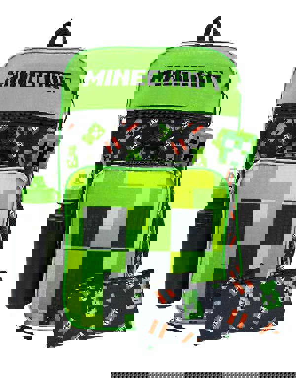 Minecraft Back pack set 5 Piece Boys Black Creeper & Tnt Graphics 5 Piece Backpack Set (One Size)