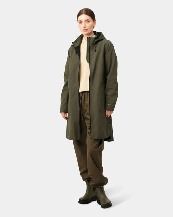 Ilse Jacobsen Rain Womens A-Line Softshell Raincoat - Army 410