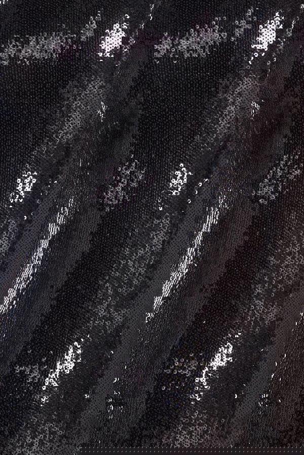 Liquid Sequin Halterneck Mini Dress With Corsage - Black DR4125