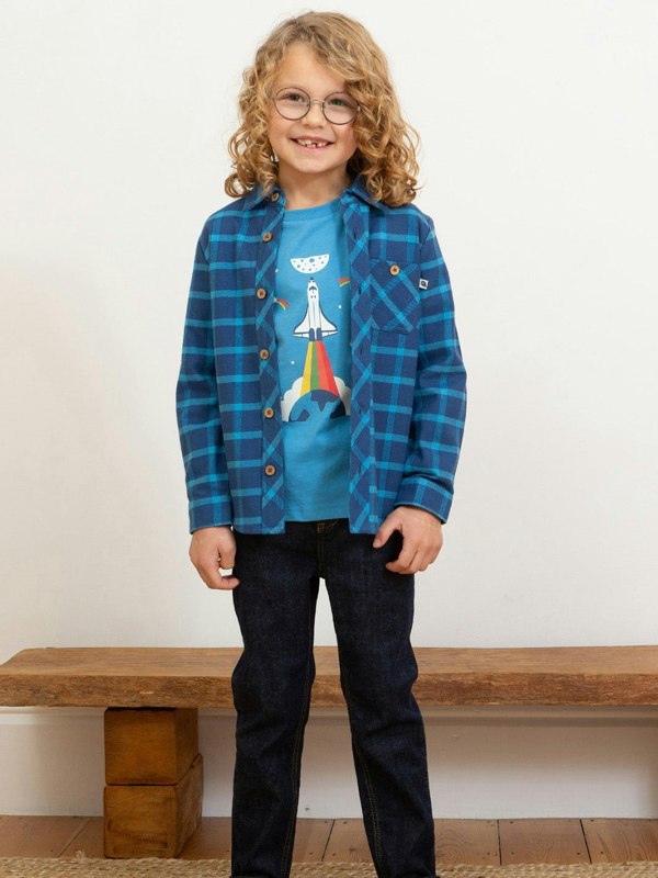 Kite Boys Organic Check Shirt Navy