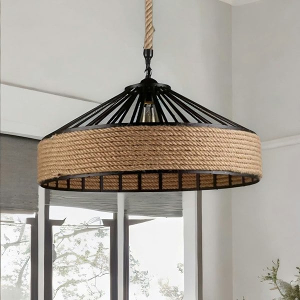 Rafaelo Mobilia Rustic Hemp Rope Ceiling Light Pendant Shade Brown