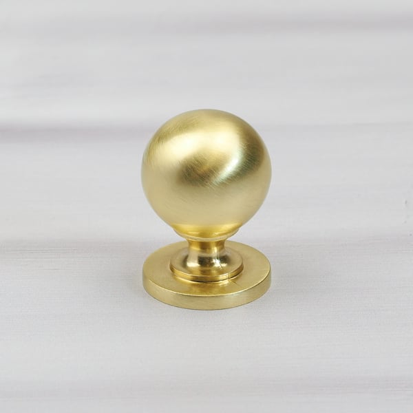 Handle & Home Brushed Brass Coordinating Tapered Handle, Cup Handle, and Coordinating Knob