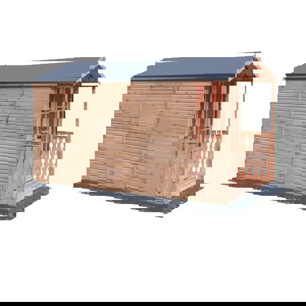 Shire Badminton & Verandah 7x10 12mm interlock Clad wooden Summerhouse - Best Shed
