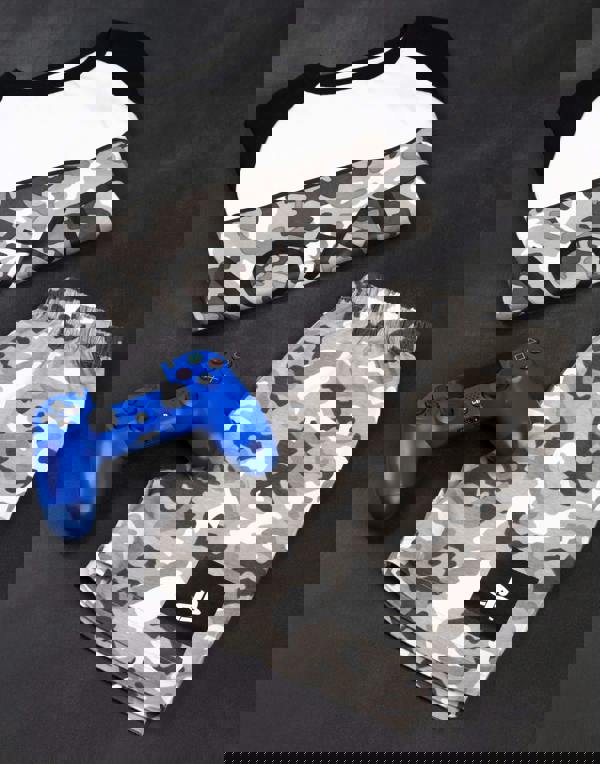 PlayStation Boys Grey Camo Logo Print Short Sleeve Short Leg Pyjama Set