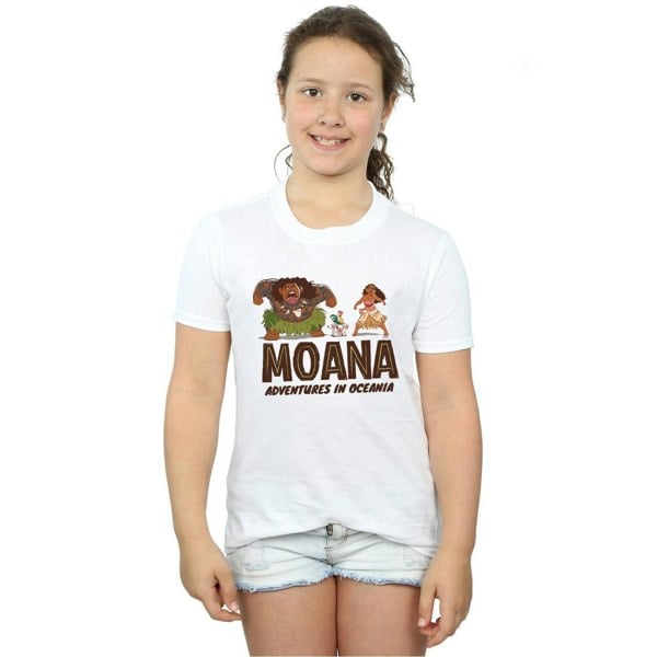 Disney Girls Moana Adventures in Oceania Cotton T-Shirt - White