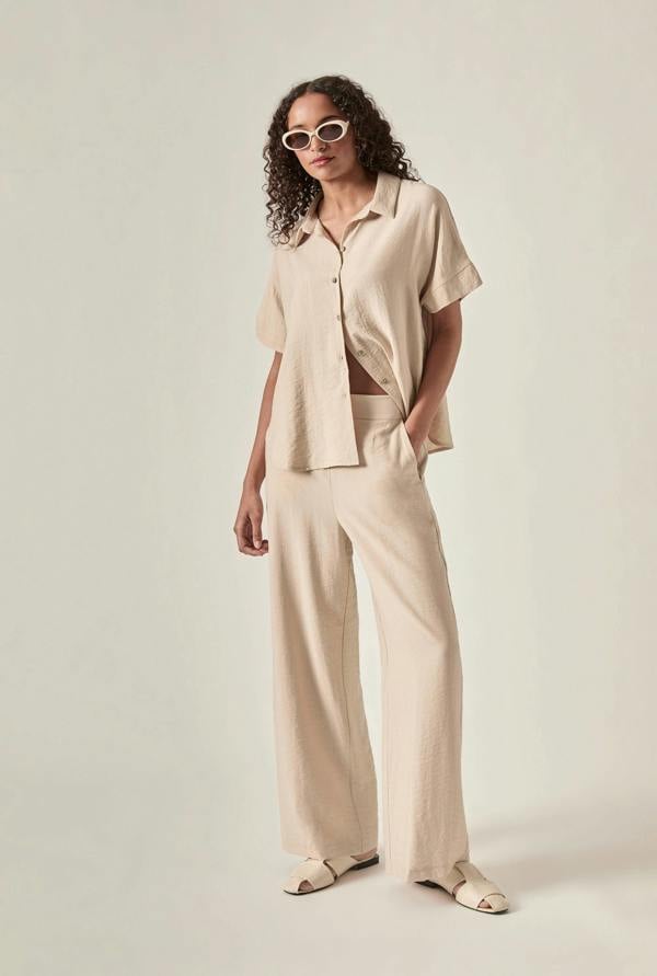 James Lakeland Relaxed Short Sleeve Blouse – Oatmeal