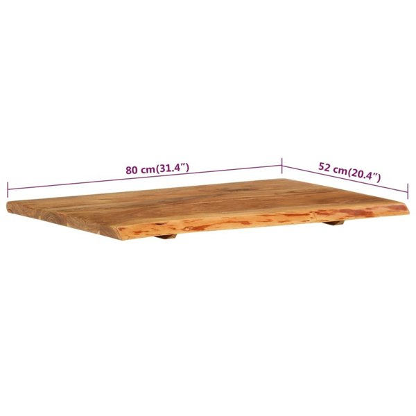 Berkfield Bathroom Vanity Top Solid Acacia Wood 80x52x2.5 cm