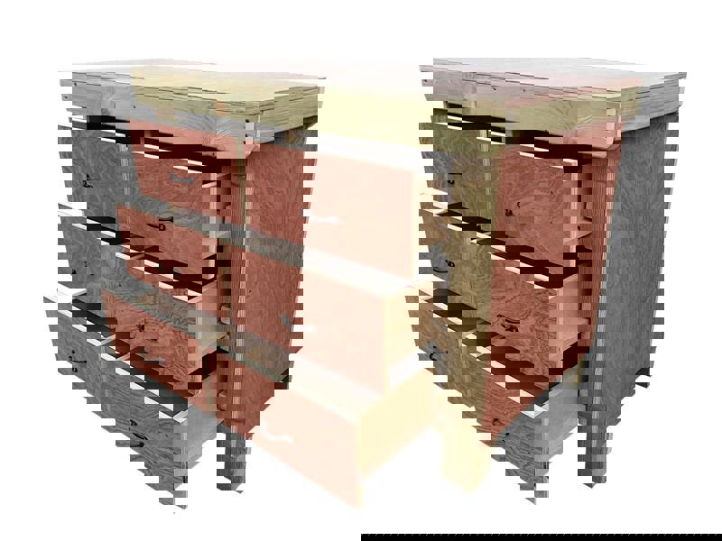 Wooden eucalyptus Top Workbench – Sturdy Tool Cabinet with Multiple Drawers for Organized Storage, Ideal for Dry Indoor Spaces Such as Garages, Workshops, and Studios