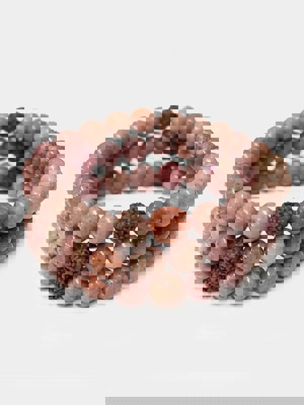 Yoga Studio Rhodochrosite Stone & Rudraksha Mala Bead Bracelet 	