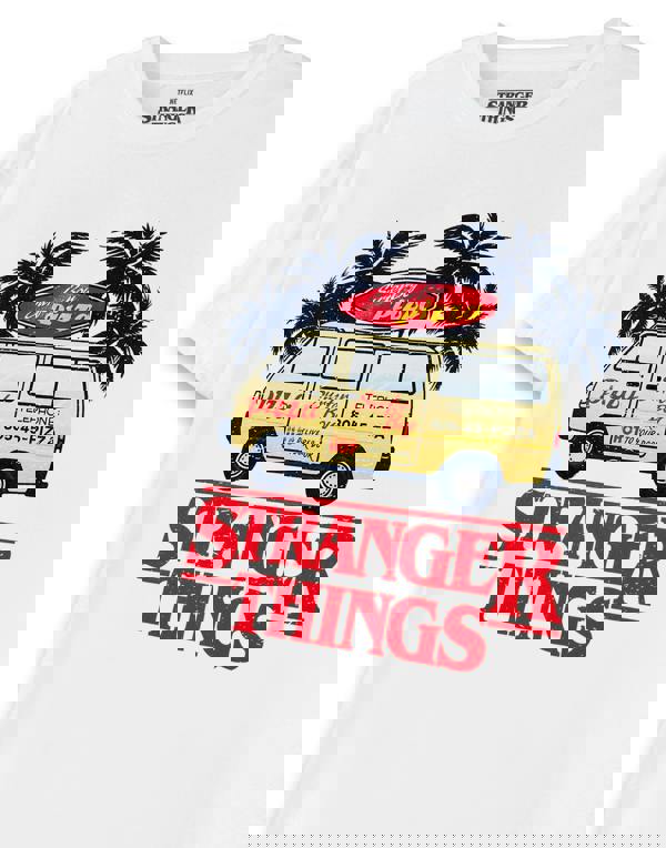 Stranger Things Unisex White Pizza Van Short Sleeved T-Shirt