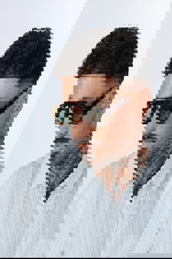 SVNX Retro Navigator Sunglasses in Green Brown Tortoiseshell