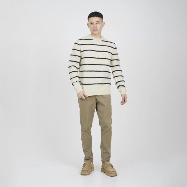 Brave Soul Ecru High Crew Neck Striped Knit Jumper - Ecru Image 3