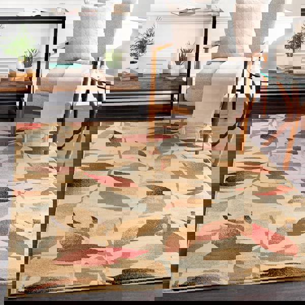 Livabliss Riley-Modern Beige Green Brown Graphic Rug