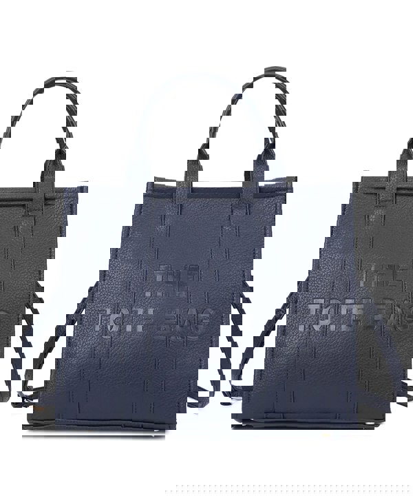 Kitise Large Textured Leather Embossed Logo Structured Tote Bag