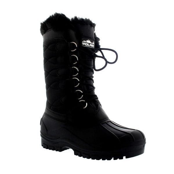 VIVA Polar Women's Cuff Lace Up Waterproof Winter Mid Calf Snow Rain Boots