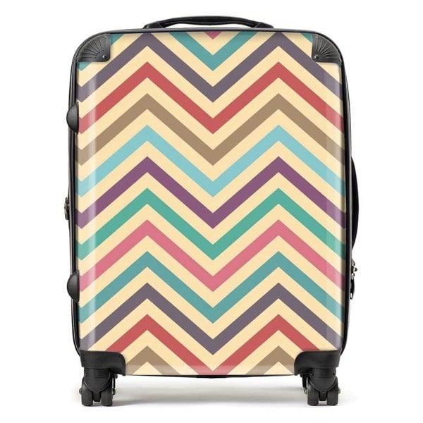 Warren Reed Geometric Vintage Colored Chevron Pattern Suitcase