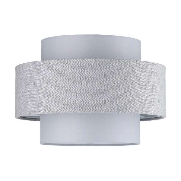 Modern Grey Herringbone Linen and Cotton Triple Tier Design Pendant Lamp Shade Image 1