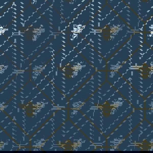 World Of Wallpaper Bee Wallpaper - Navy/Gold - 