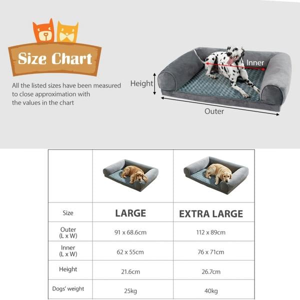 Skylos Orthopeadic Pet Bed Large Dog Mattress Cushion Soft Washable Suppotive