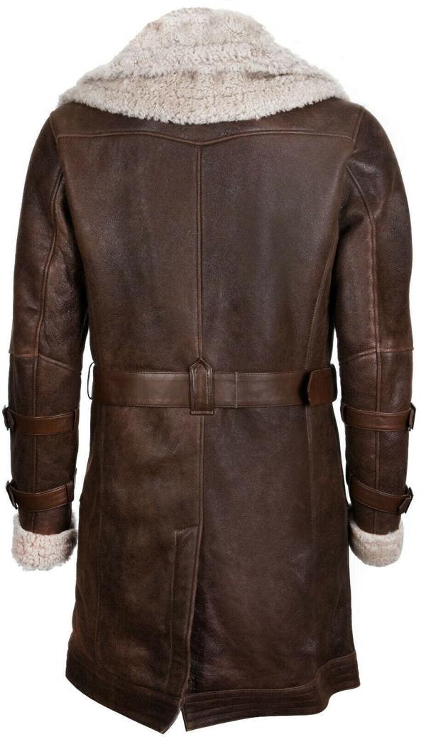Infinity Leather Mens 3/4 Warm Leather Sheepskin Trench Coat-Medina