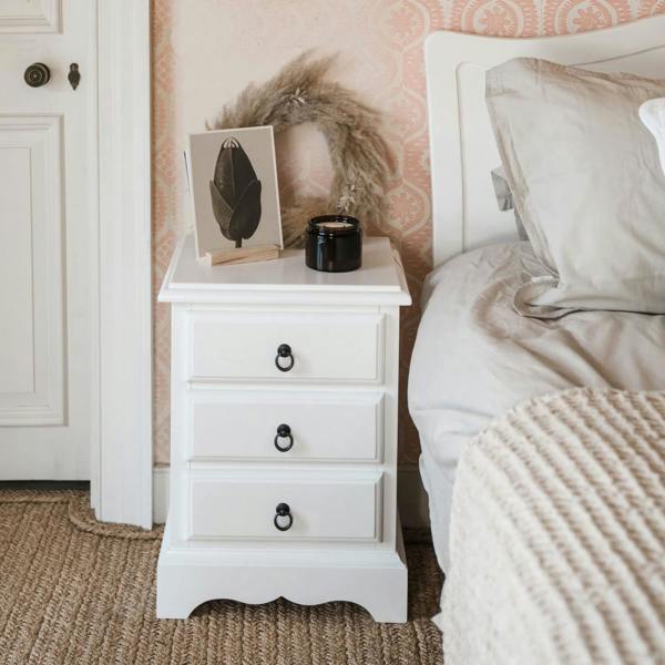 Statement Furniture Romance 3 Drawer Bedside Table. French Style Nightstand