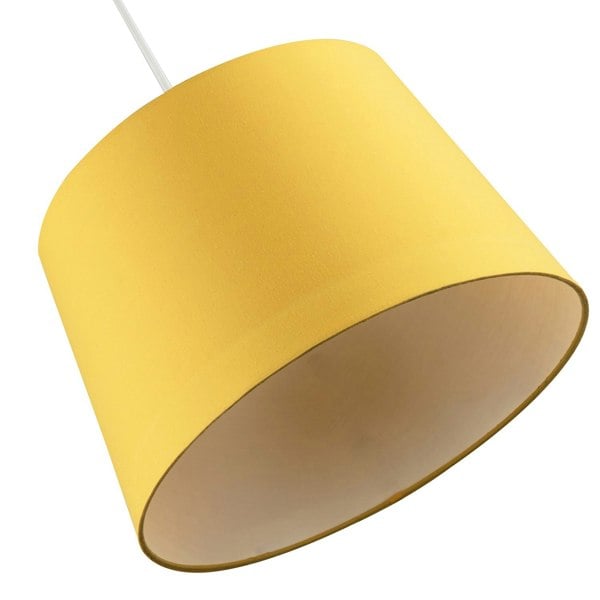 Yellow Cotton Fabric 12inch Drum Lampshade with White Cotton Inner Image 5