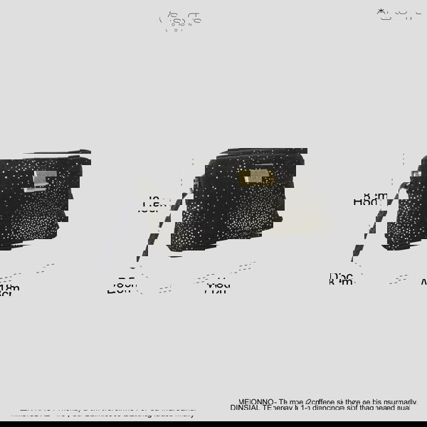 Assots London 'EMILY' Small Black & Yellow Gold Sparkle Leather MakeUp Bag