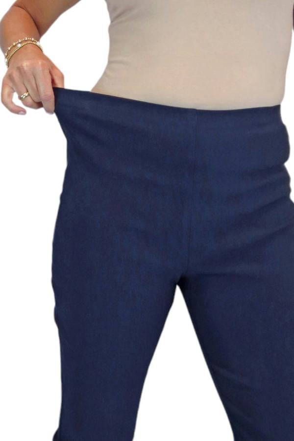 Paulo Due Women's Slim Leg Elastic Waist Cropped Trousers