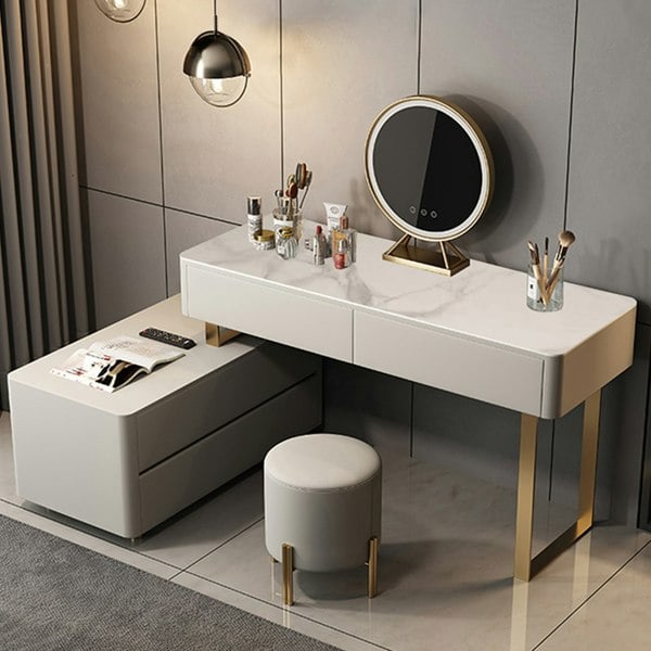 Maynard Dressing Table With Sideboard With LED Mirror-Weilai Concept-Weilai Concept