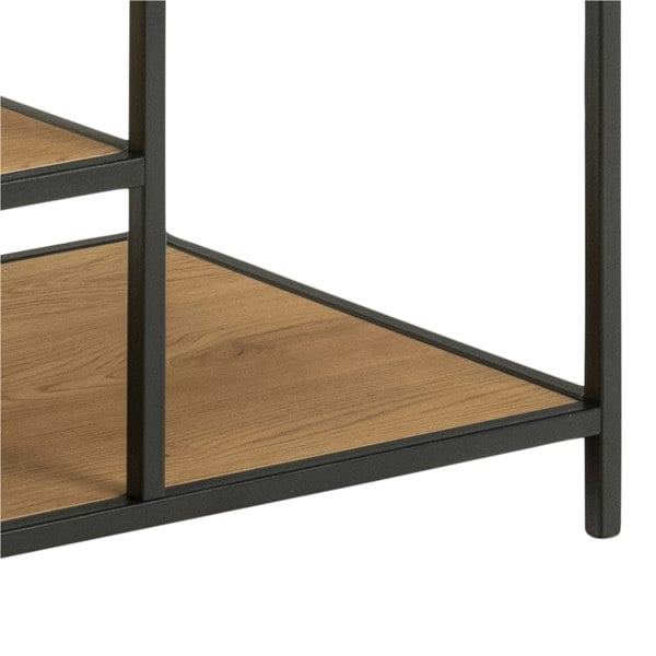 Furniture To Go Seaford Black Metal Clothes Rack with 5 Oak Shelves