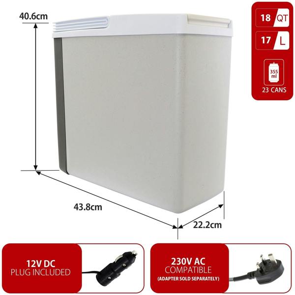 Koolatron 17L Electric Cool Box Warmer Mini Car Fridge Portable Iceless Cooler for Travel Camping
