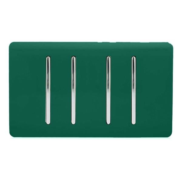 Trendi Switch 4 Gang Light Switch (3x 1 or 2 Way & 1 x Intermediate)in Dark Forest Green