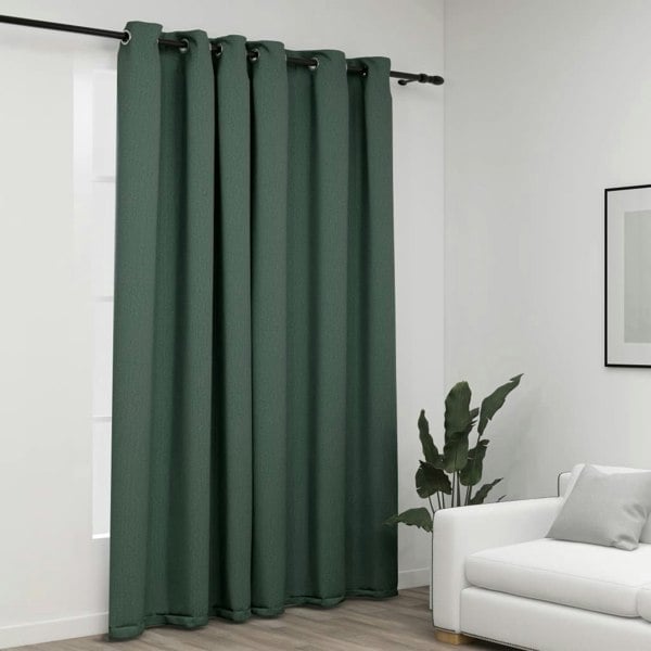 Berkfield Linen-Look Blackout Curtains with Grommets Green 290x245cm