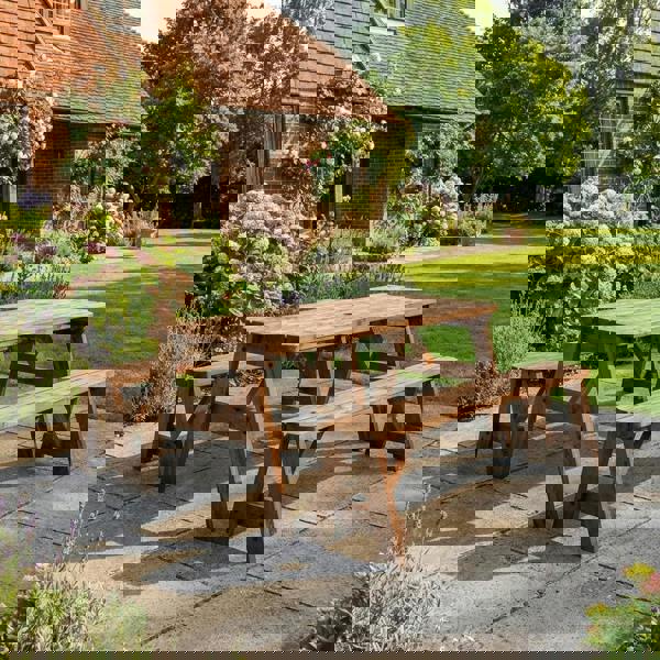 Arbor Garden Solutions Victoria Rounded Picnic Table and Benches Set - Rustic Finish