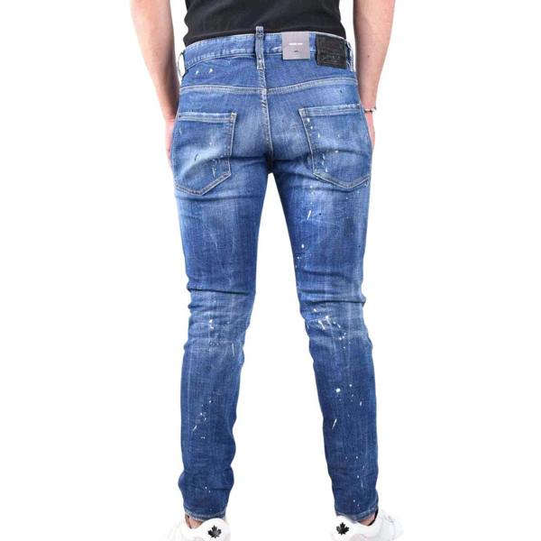 DSQUARED2 Skater Jean Destroyed Reinforced Paint Splash Effect Blue Jeans W30