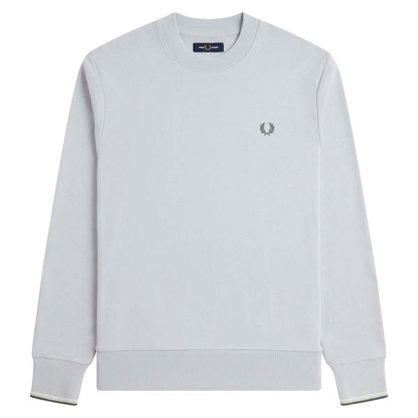 Fred Perry Crew Neck Sweatshirt Dusky Blue/Ecru/Laurel Wreath Green