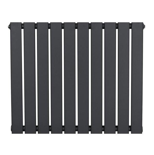Flat single column radiator in anthracite grey, featuring a sleek design with vertical slats and a smooth matte finish, ideal for modern interiors