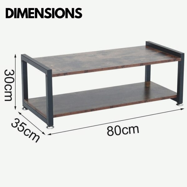 Rafaelo Mobilia 2 Tier Industrial Rustic 80CM Shoe Bench