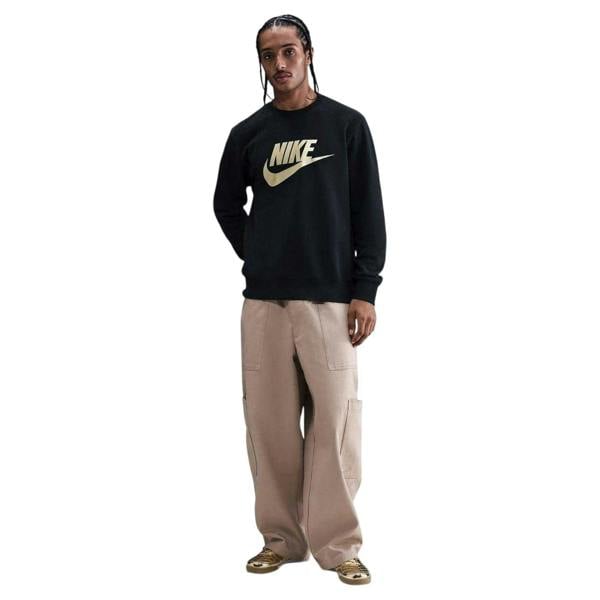 Nike Mens Sportswear Club Jersey Regular Long-Sleeved Sweatshirt - Black/Gold - 