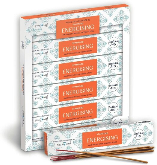 Stamford Indian Arts Energising Hand Rolled Masala Incense Sticks, 6 packs x 15 sticks