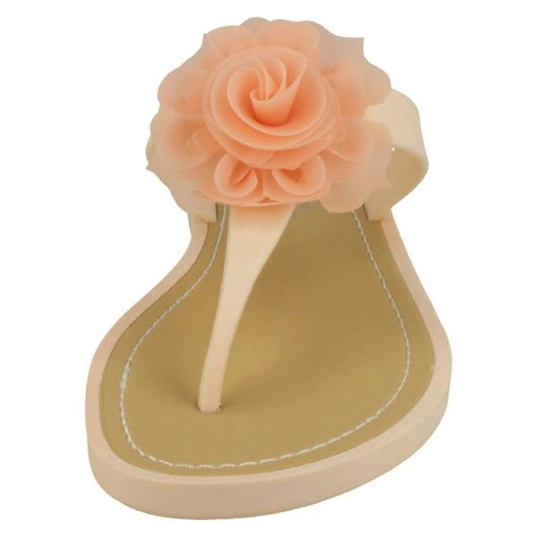 Savannah Ladies Savannah Flat Toepost Rose Trim Sandals