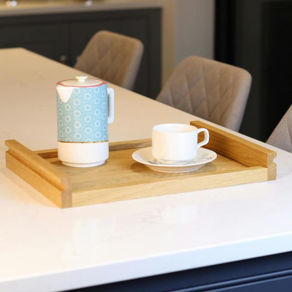 MijMoj Design Solid Oak Food Serving Board - Wooden Ottoman Tray