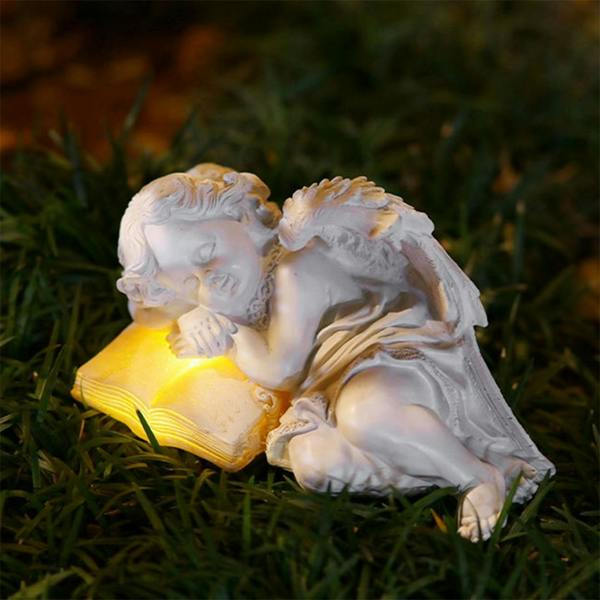 Leaper Solar-Powered Angel Figurine Outdoor Decor Night Light