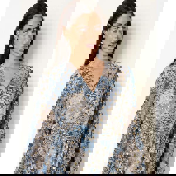 Blue Vanilla Foil Patchwork Mini Dress