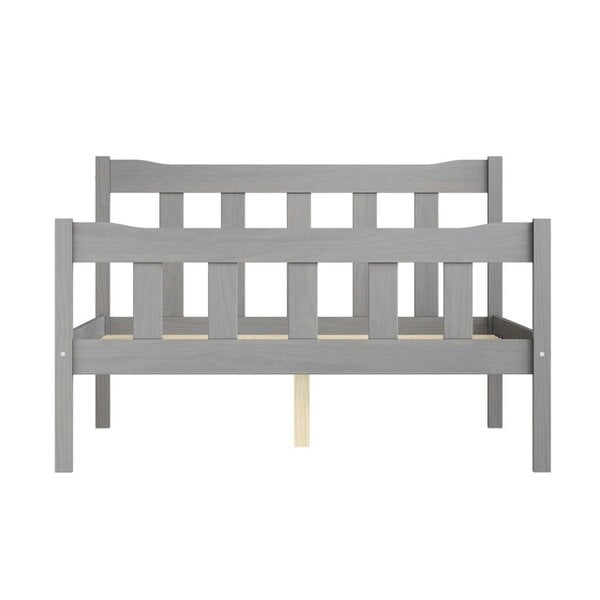 Wyld Haus Tralee Grey Washed Wooden 4ft6 Double Bed with Panelled Headboard and Footboard