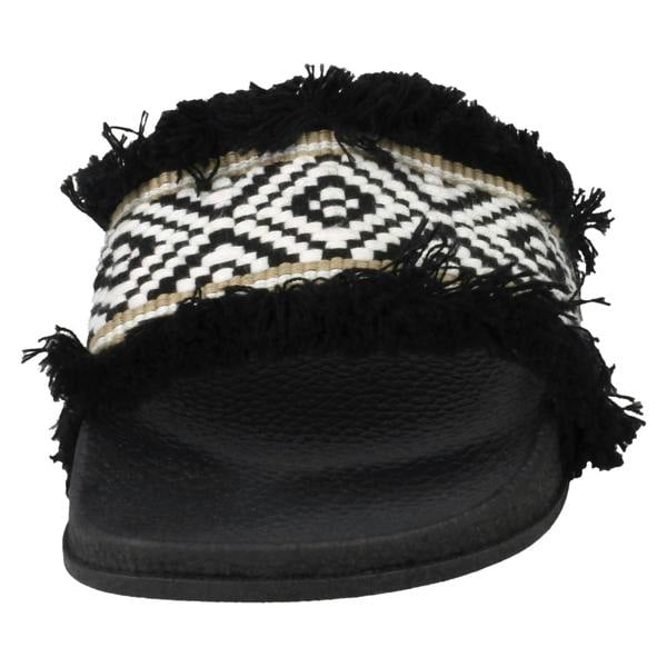 Spot On Ladies Spot On Fringe Trim Sliders