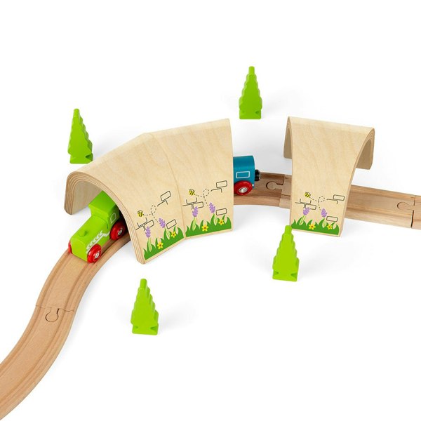 Bigjigs Rail Wooden Curved Railway Tunnel - Includes 3 Tunnel Pieces