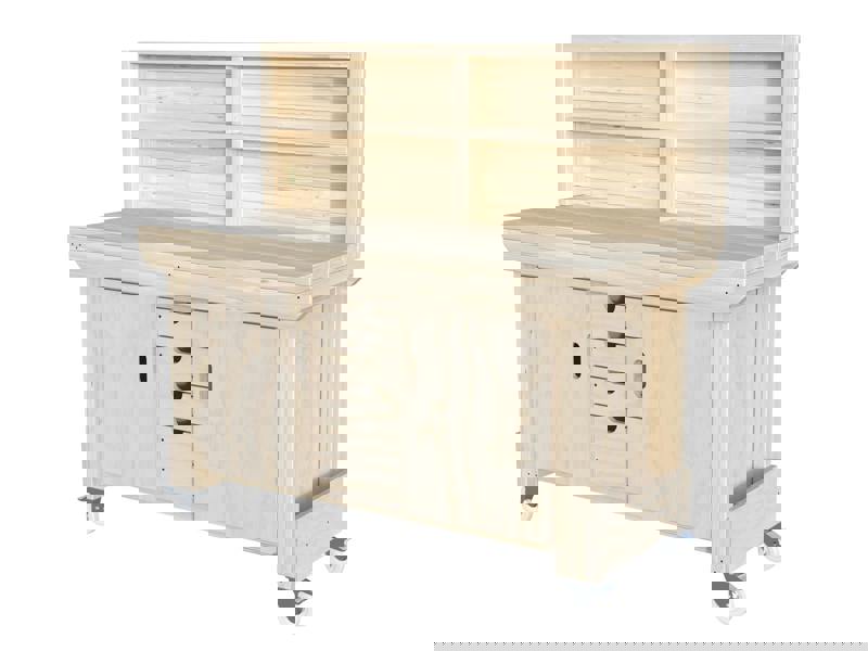 Acorn Heavy-Duty Cupboard Workbench (V.6) – Sturdy Wooden Workbench with Two Cupboards, One on Each side, Multiple Drawers, and Optional Back Panel or Pegboard, Ideal for Garages, Workshops, and Sheds